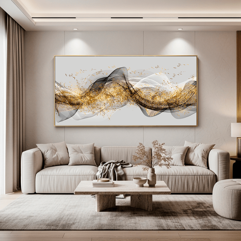 Tela Canvas Abstrata Dourada - sem moldura