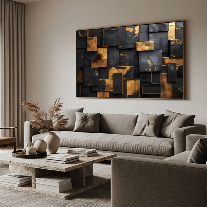 Tela Canvas Abstrata Cubos Geométricos - sem moldura