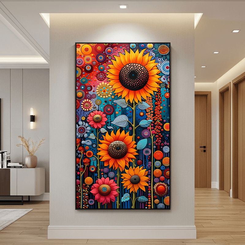 Tela Canvas Girassol Mosaico Colorido - sem moldura