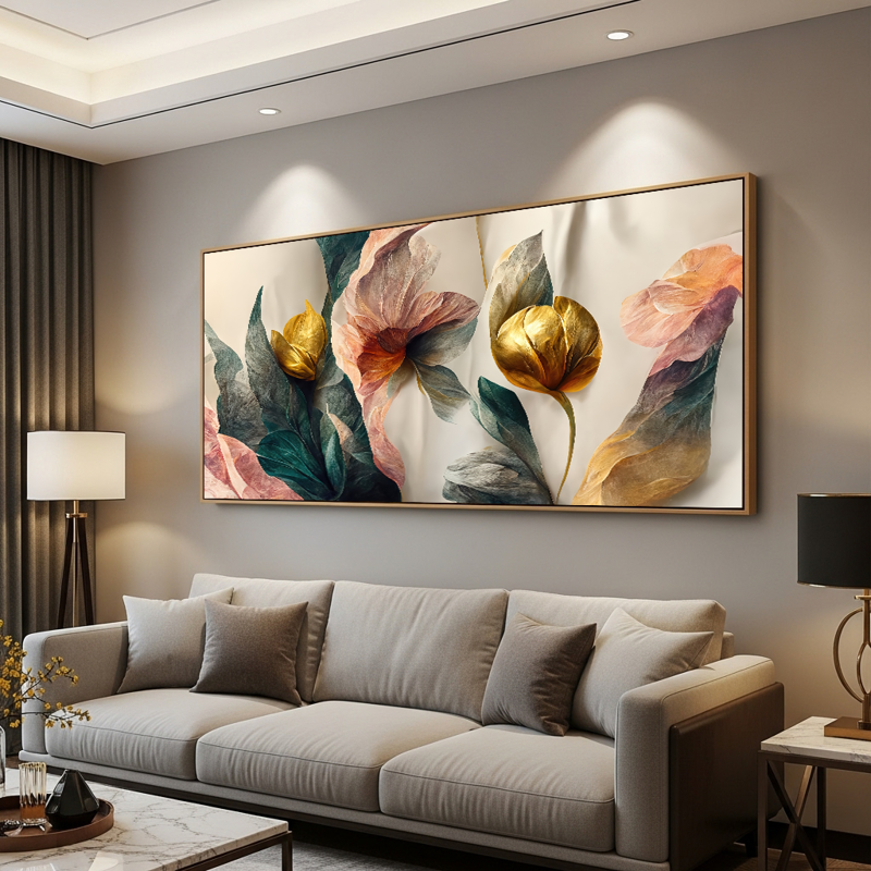 Tela Canvas Receptáculo Dourado da Flor - sem moldura