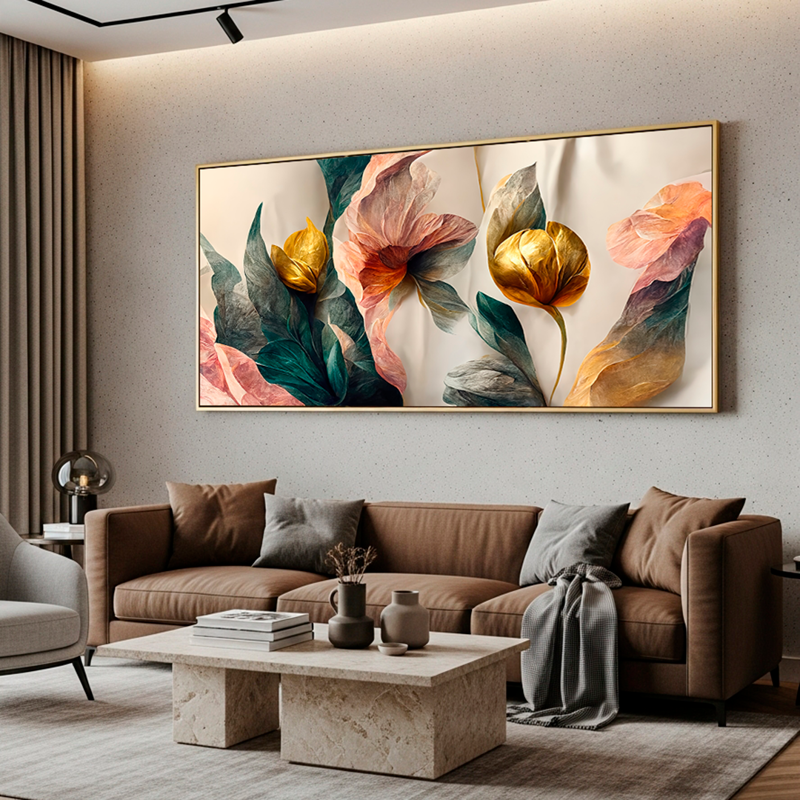 Tela Canvas Receptáculo Dourado da Flor - sem moldura