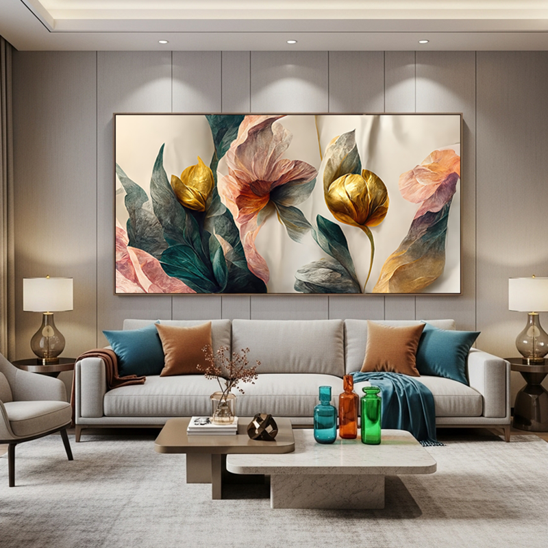 Tela Canvas Receptáculo Dourado da Flor - sem moldura