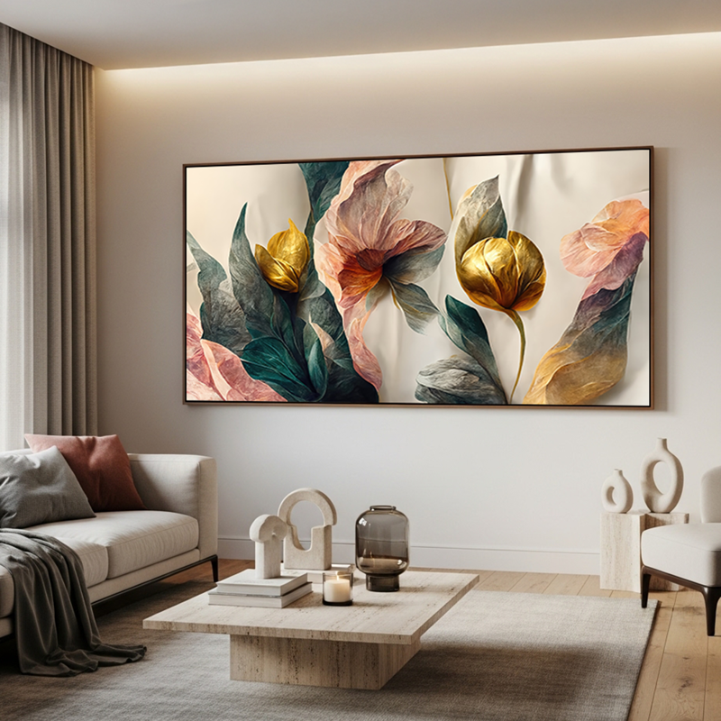 Tela Canvas Receptáculo Dourado da Flor - sem moldura