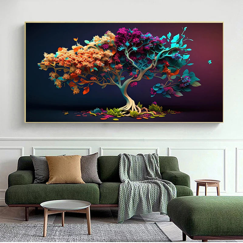 Tela Canvas Árvore Colorida - sem moldura