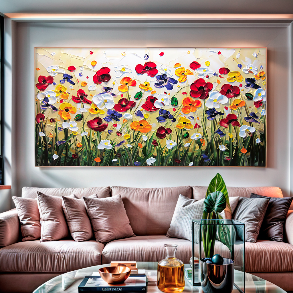 Tela Jardim de Folhas Coloridas