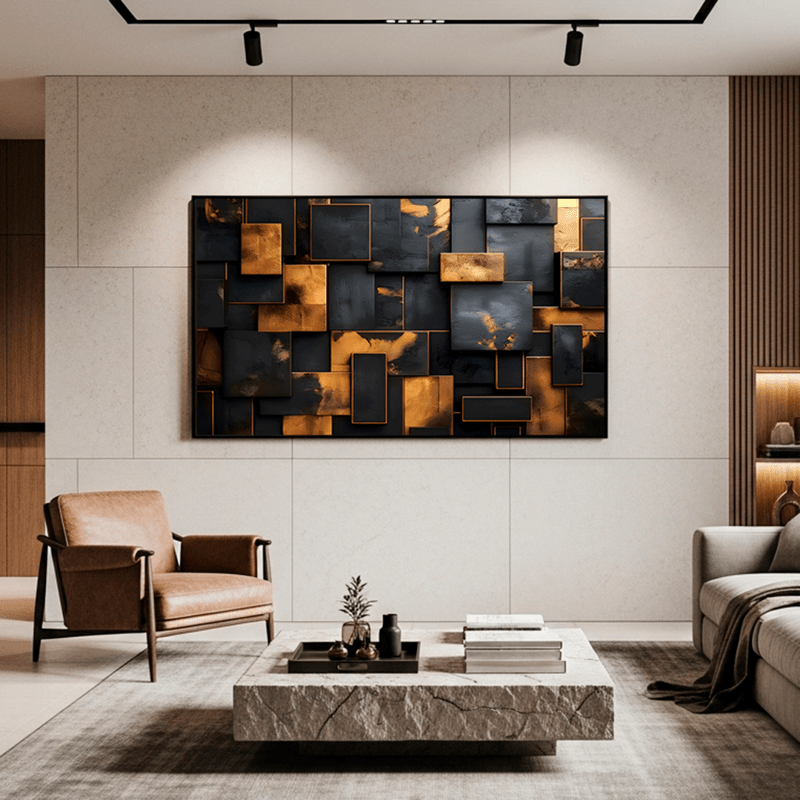 Tela Canvas Abstrata Cubos Geométricos - sem moldura