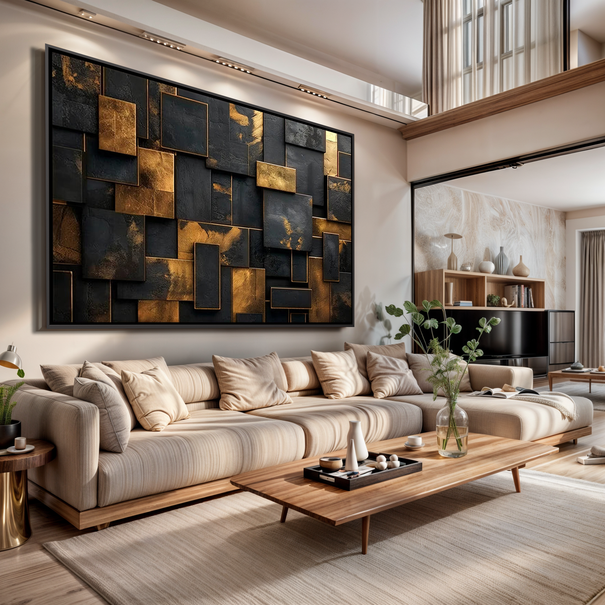 Tela Abstrata Cubos Geométricos