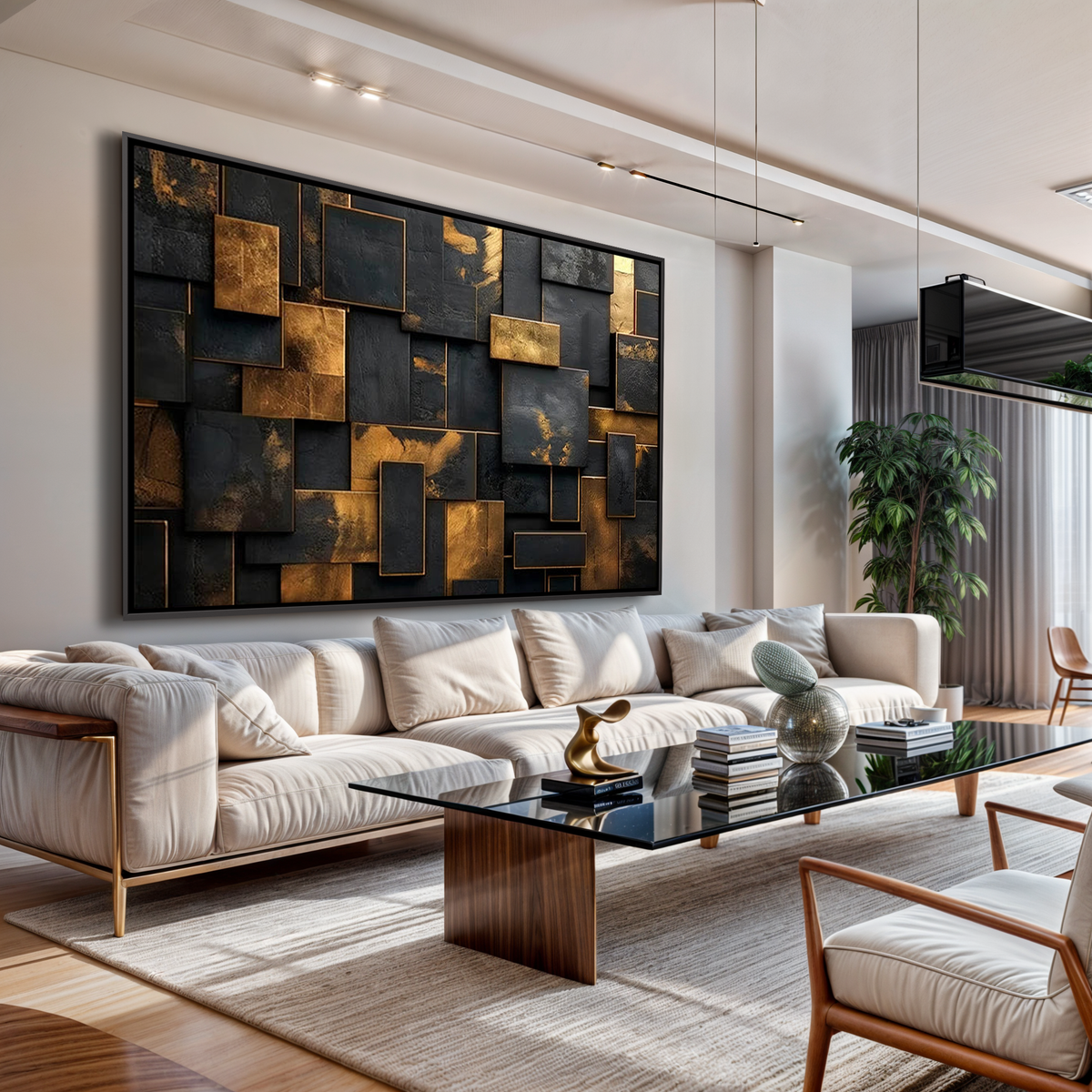 Tela Abstrata Cubos Geométricos